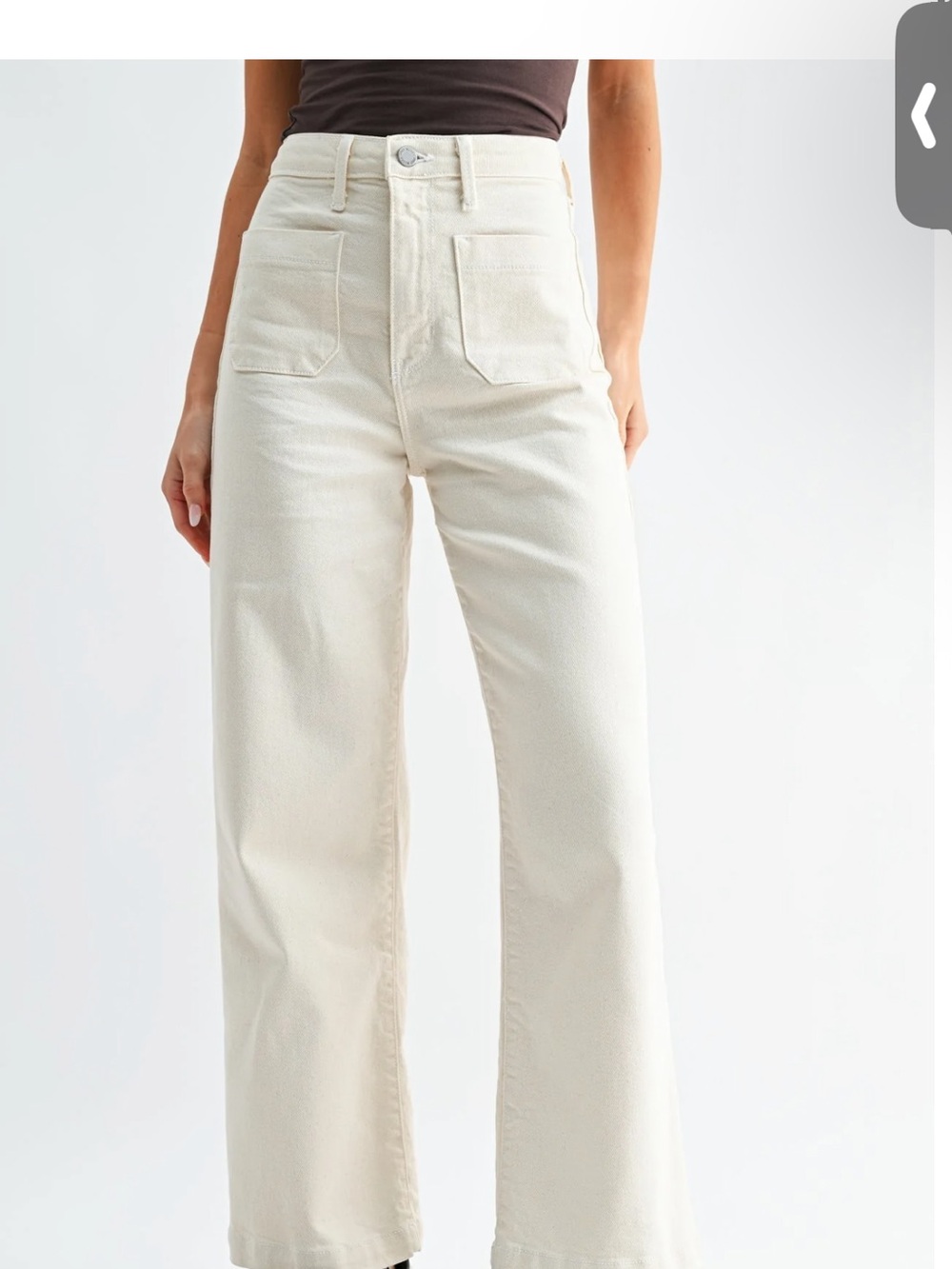 Just Black Cream High-Rise Wide Leg Jeans 28” inseam Size 27